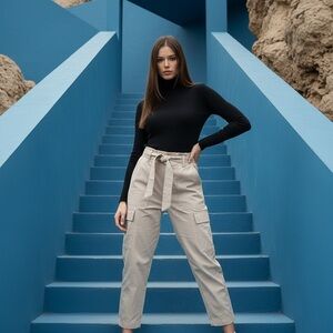 Stylish Beige Cargo Pants for Women